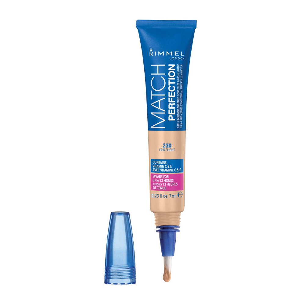 Rimmel Match Perfection 2-in-1 Concealer and Highlighter  Fair Light  0.23 Ounce