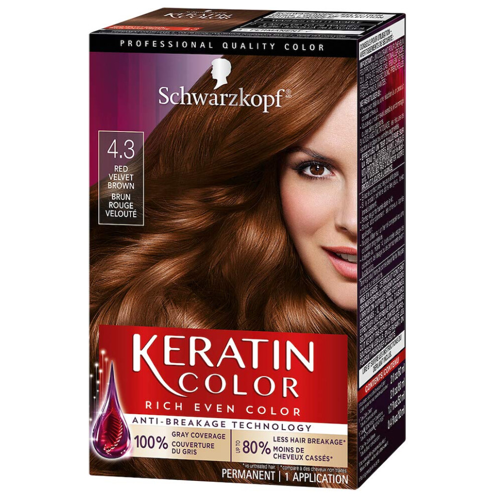 Schwarzkopf Keratin Color Permanent Hair Color Cream  4.3 Red Velvet Brown