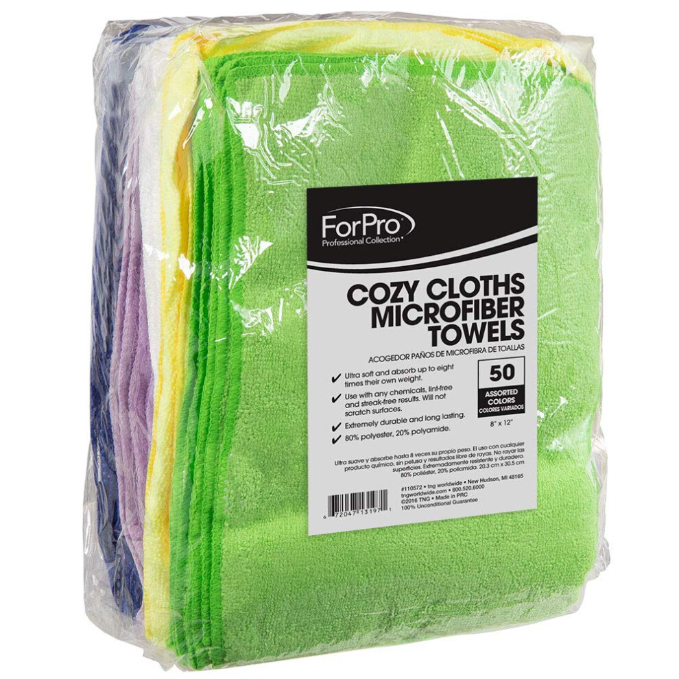 ForPro Professional Collection Cozy Cloths Microfiber Towels  Ultra-Soft and Absorbent Cleaning Cloths  Assorted Colors  50-Count-image-OPC-PFSWHJH-NEW