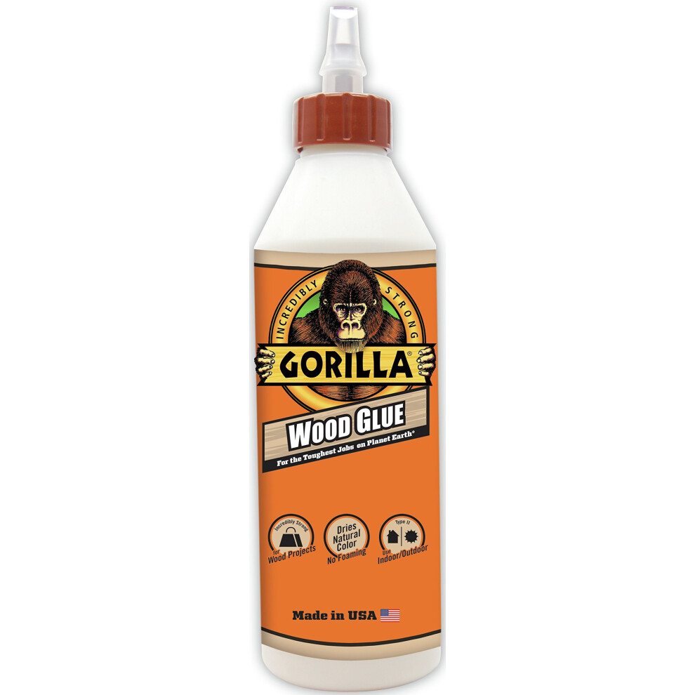 Gorilla Wood Glue  18 Ounce Bottle  Natural Wood Color  (Pack of 1)