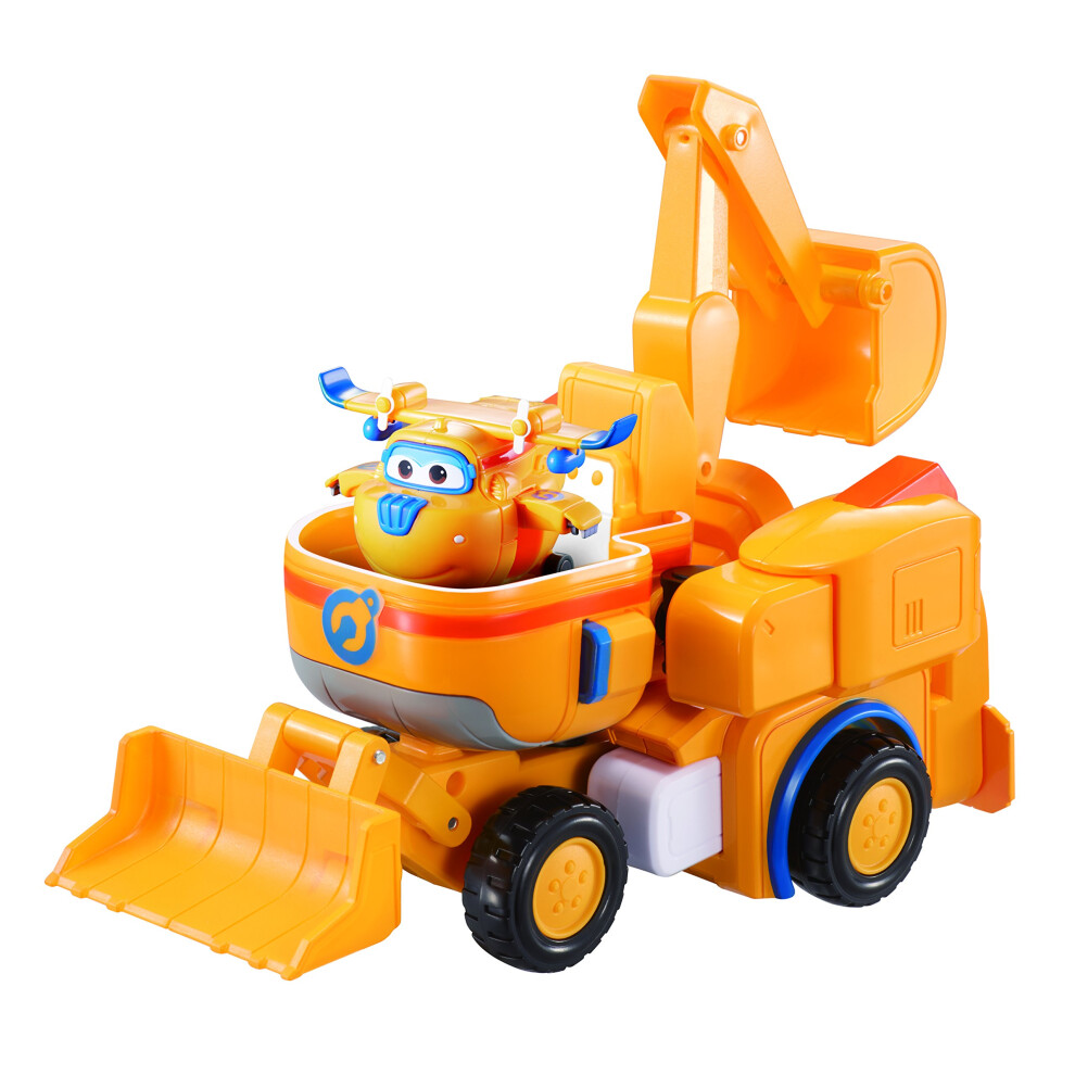 Super Wings 7"" Donnie's Dozer Playset with 2"" Transform-a-Bot Donnie Mini Figure  Transforming Airplane Toy Vehicle  Plane to Robot  Birthday Gift F