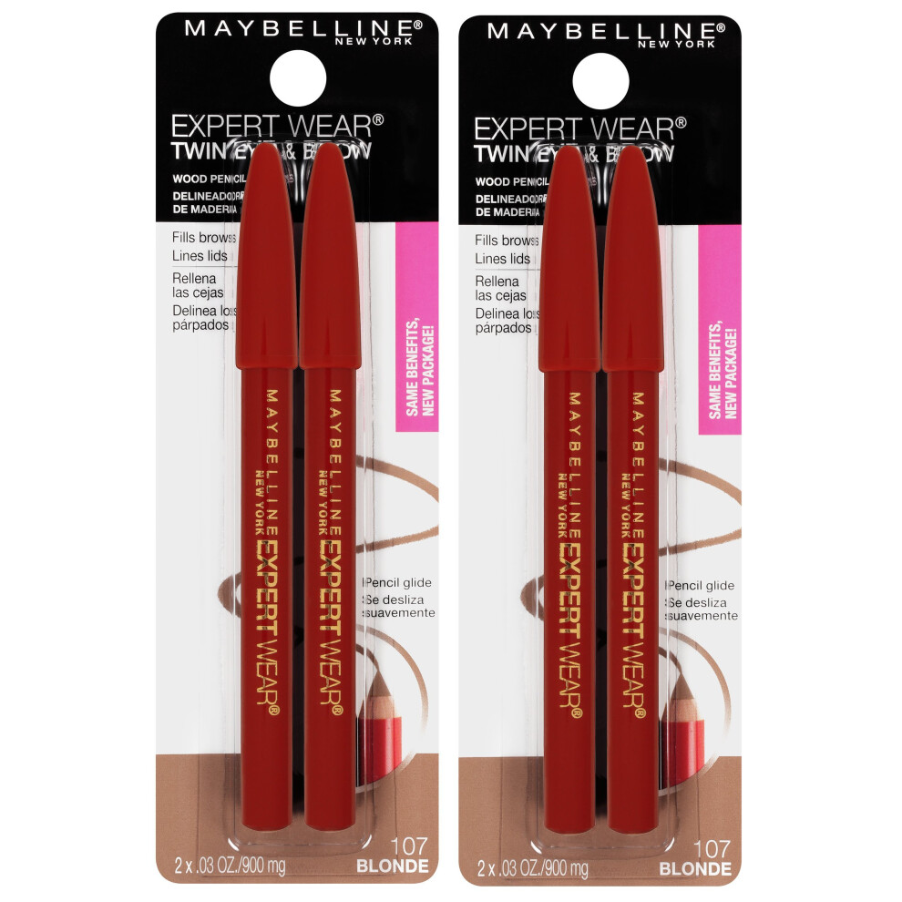 Maybelline New York Expert Wear Twin Brow & Eye Pencils Makeup  Blonde  2 Count (Pack of 2)