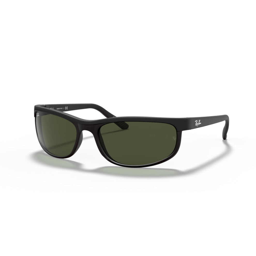 Ray-Ban Unisex Rectangular Sunglasses Black Frame Green Lens