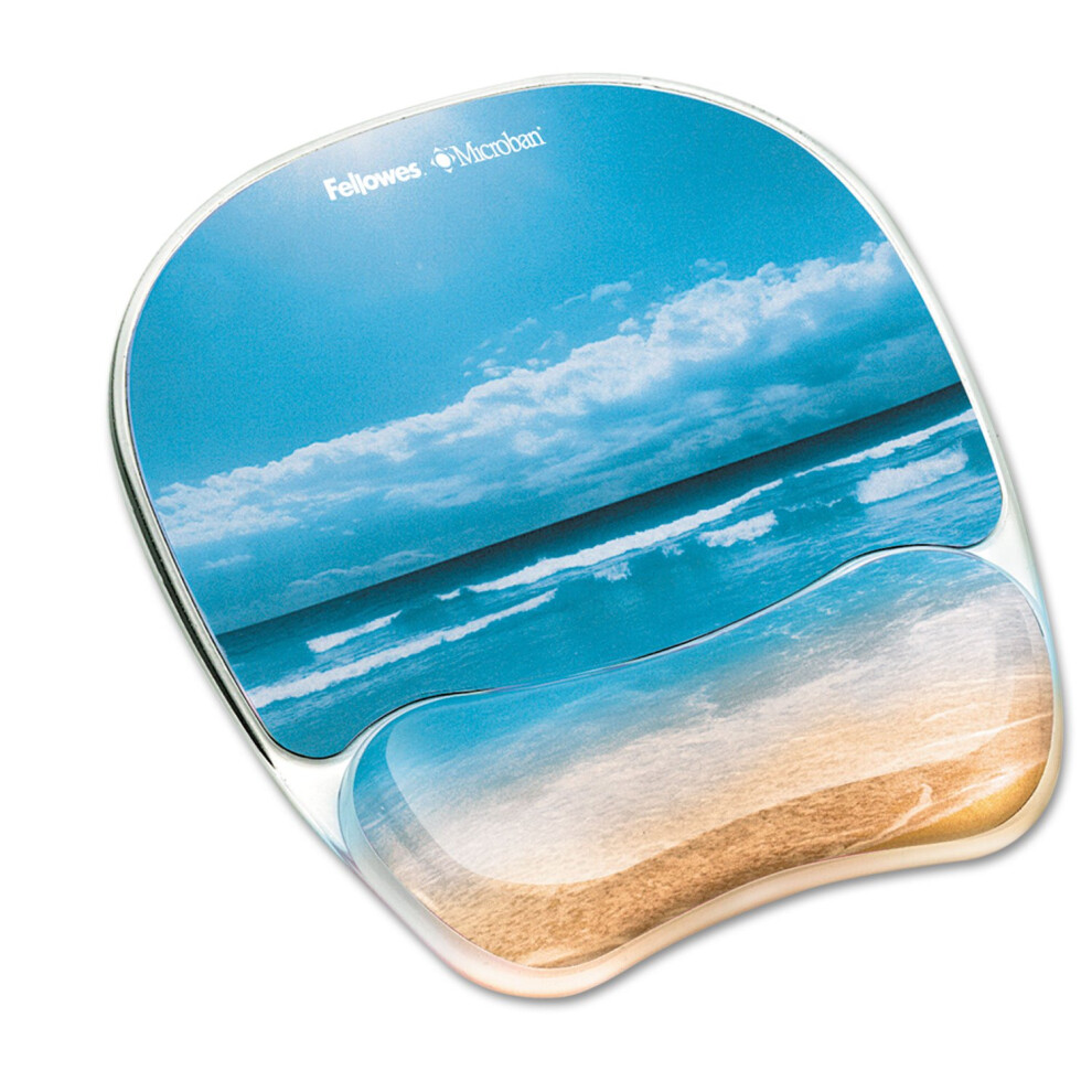 Fellowes 9179301 Gel Mouse Pad with Wrist Rest  7-7/8 x 9-1/4  Sandy Beach Design