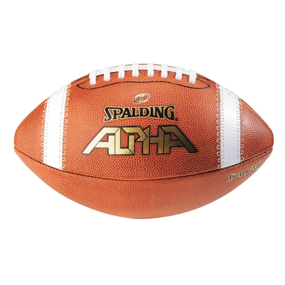 Spalding Alpha Leather Football  Light Brown/Red  Full Size