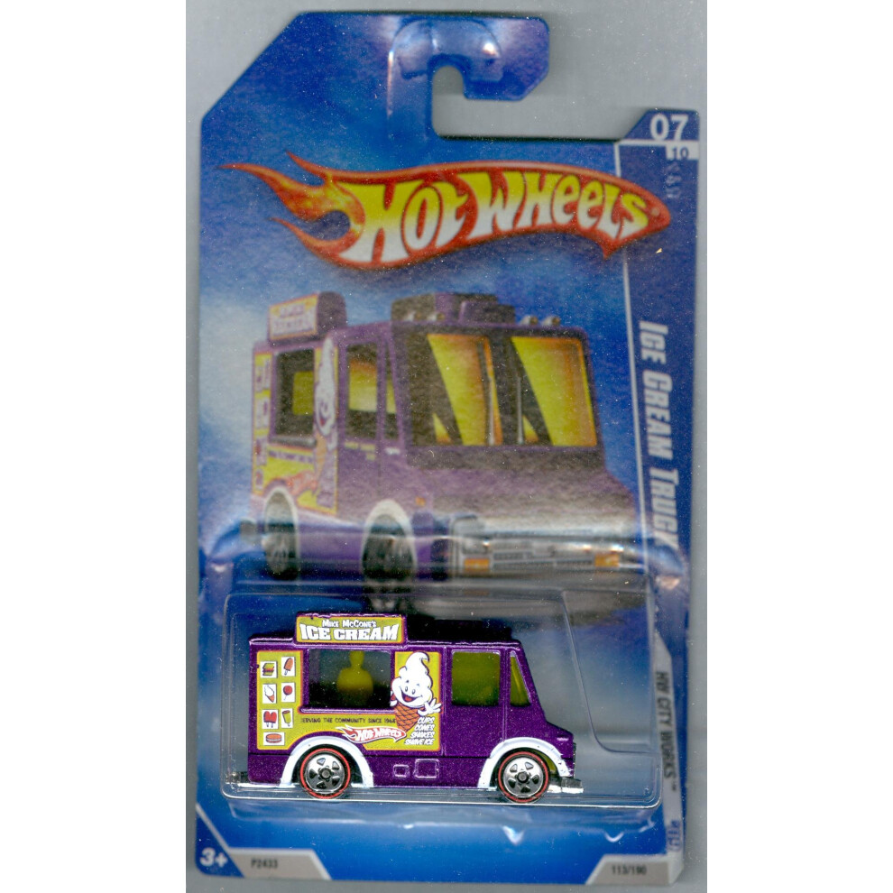 Hot Wheels 2009-113 Ice Cream Truck Red Line HW City Works 5-Spoke PURPLE 1:64 Scale 1:64 Scale