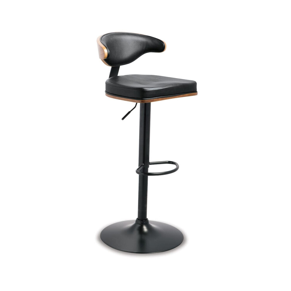 Signature Design by Ashley Bellatier Mid-Century Modern 43.25"" Adjustable Height Bar Stool Brown & Black