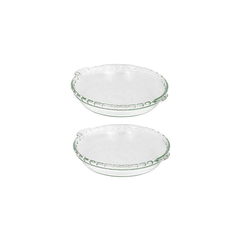 Pyrex Bundle - 2 Items: Bakeware 9-1/2-Inch Scalloped Clear Glass Pie Plates