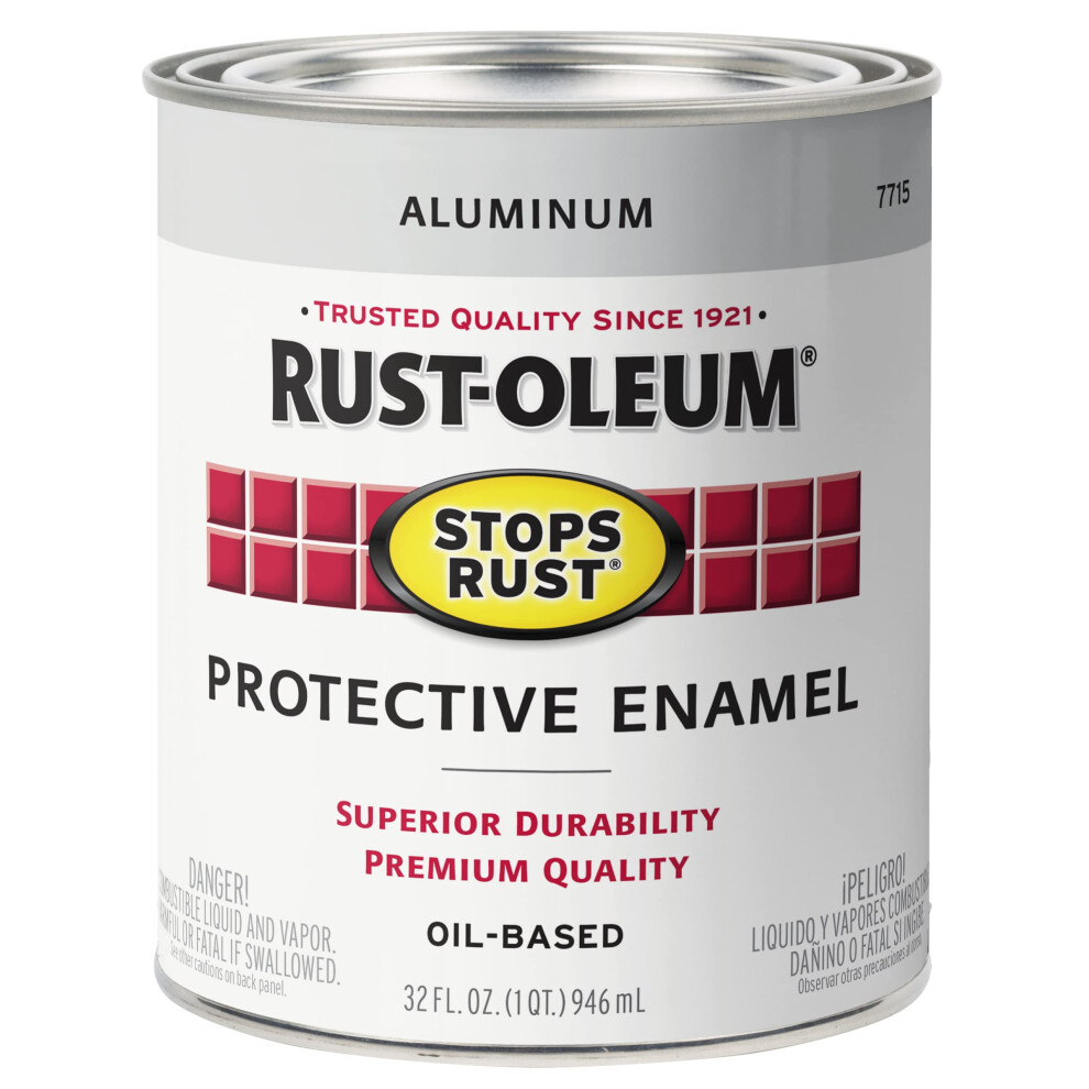 Rust-Oleum 7715502 Stops Rust Brush On Paint  Quart  Metallic Aluminum