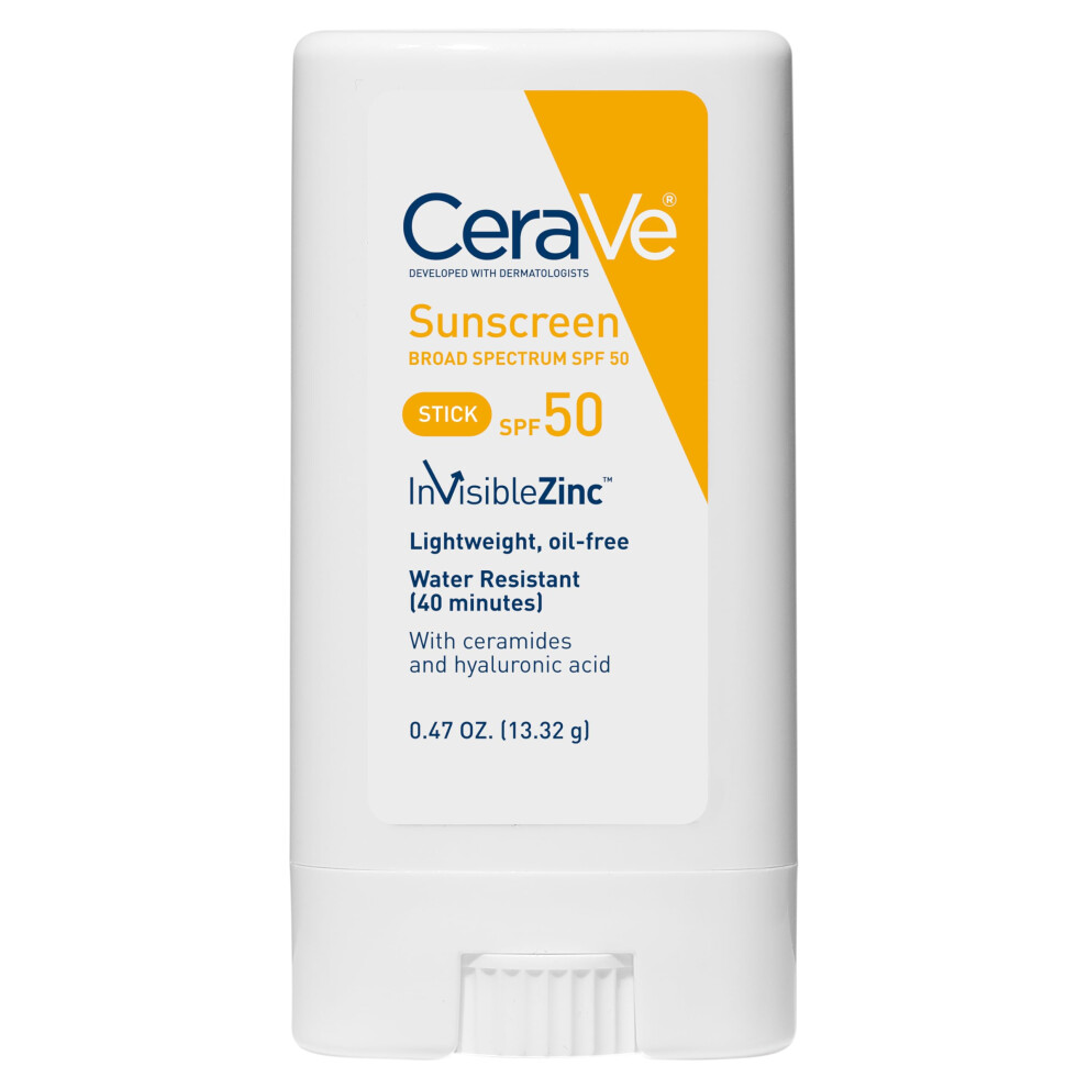 CeraVe Mineral Sunscreen Stick SPF 50 | Broad Spectrum SPF + Hyaluronic Acid + Ceramides | Titanium Dioxide & Zinc Oxide Sunscreen | 100% Mineral Face