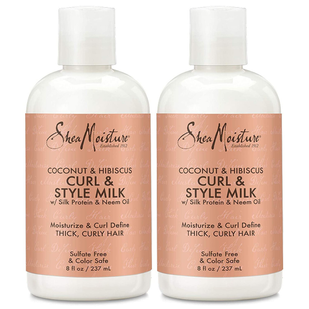 Shea Moisture Coconut & Hibiscus Curl & Style Milk  8 Fl Oz (Pack of 2)