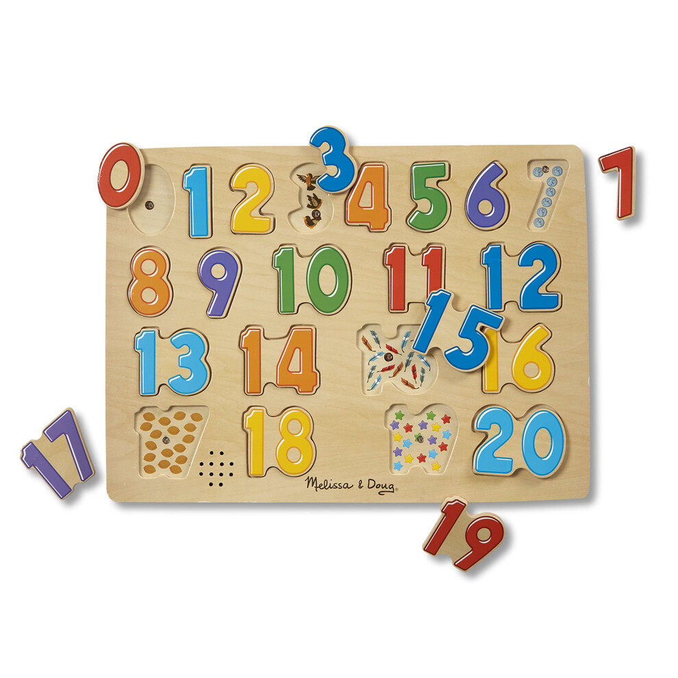 Melissa & Doug Numbers Sound Puzzle - Wooden Puzzle With Sound Effects (21 pcs)