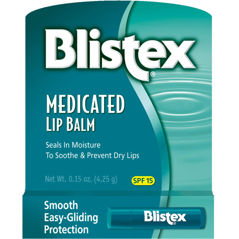 Blistex Medicated Lip Balm with SPF 15 for Dryness  Chapping and Soothes Irritated Lips 0.15 Ounce (Pack of 8)