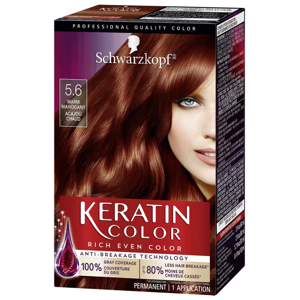 Schwarzkopf Keratin Color Permanent Hair Color Cream  5.6 Warm Mahogany(Packaging May Vary)