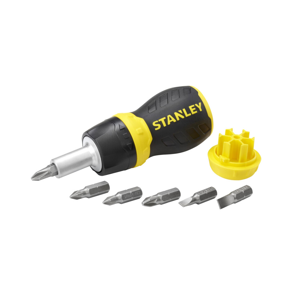 STANLEY Multi Screwdriver  Stubby Ratcheting  Including 6 Interchangeable Bits (66-358)