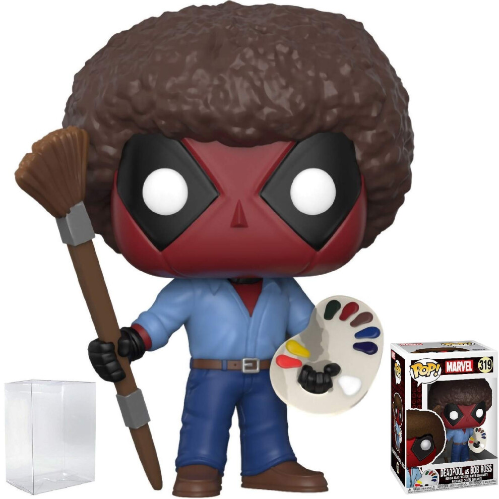 Funko Pop! Marvel X-Men: Deadpool Playtime - Bob Ross Deadpool Vinyl Figure (Bundled with Pop Box Protector Case)