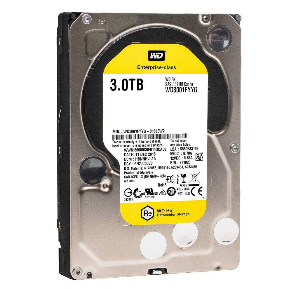 WD Re WD3001FYYG 3TB 7.2K RPM SAS 6 Gb/s 32MB Cache 3.5"" Internal Hard Drive