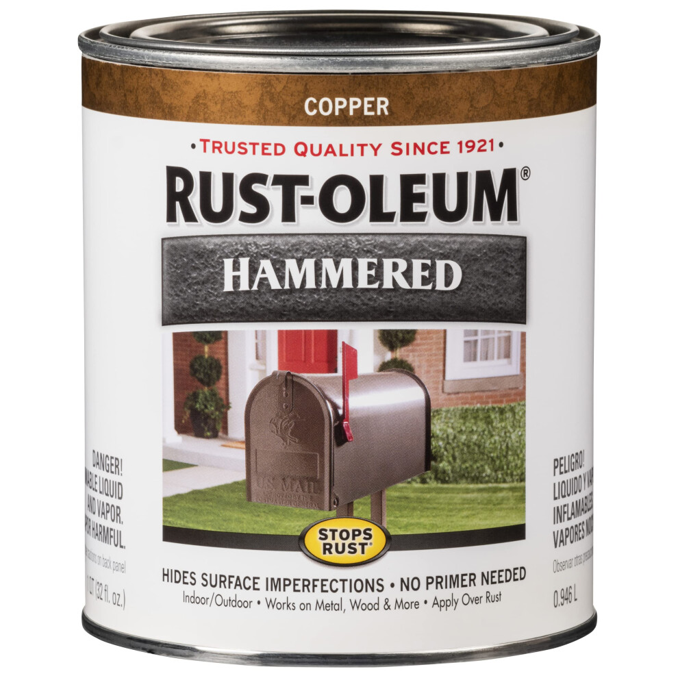 Rust-Oleum 239074 Stops Rust Hammered Finish Paint  Quart  Copper 32 Fl Oz (Pack of 1)