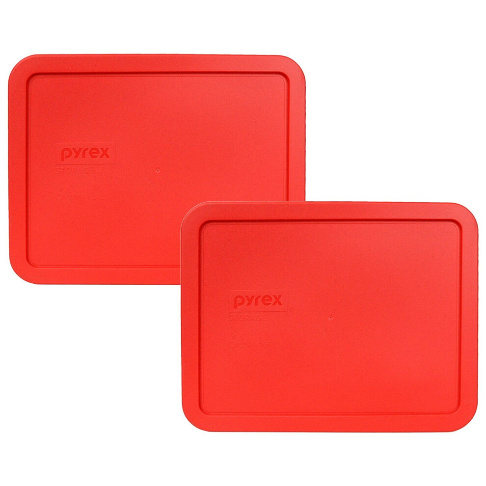 Pyrex 7212-PC 11 Cup Red Rectangle Plastic Storage Lid  Made in USA - 2 Pack