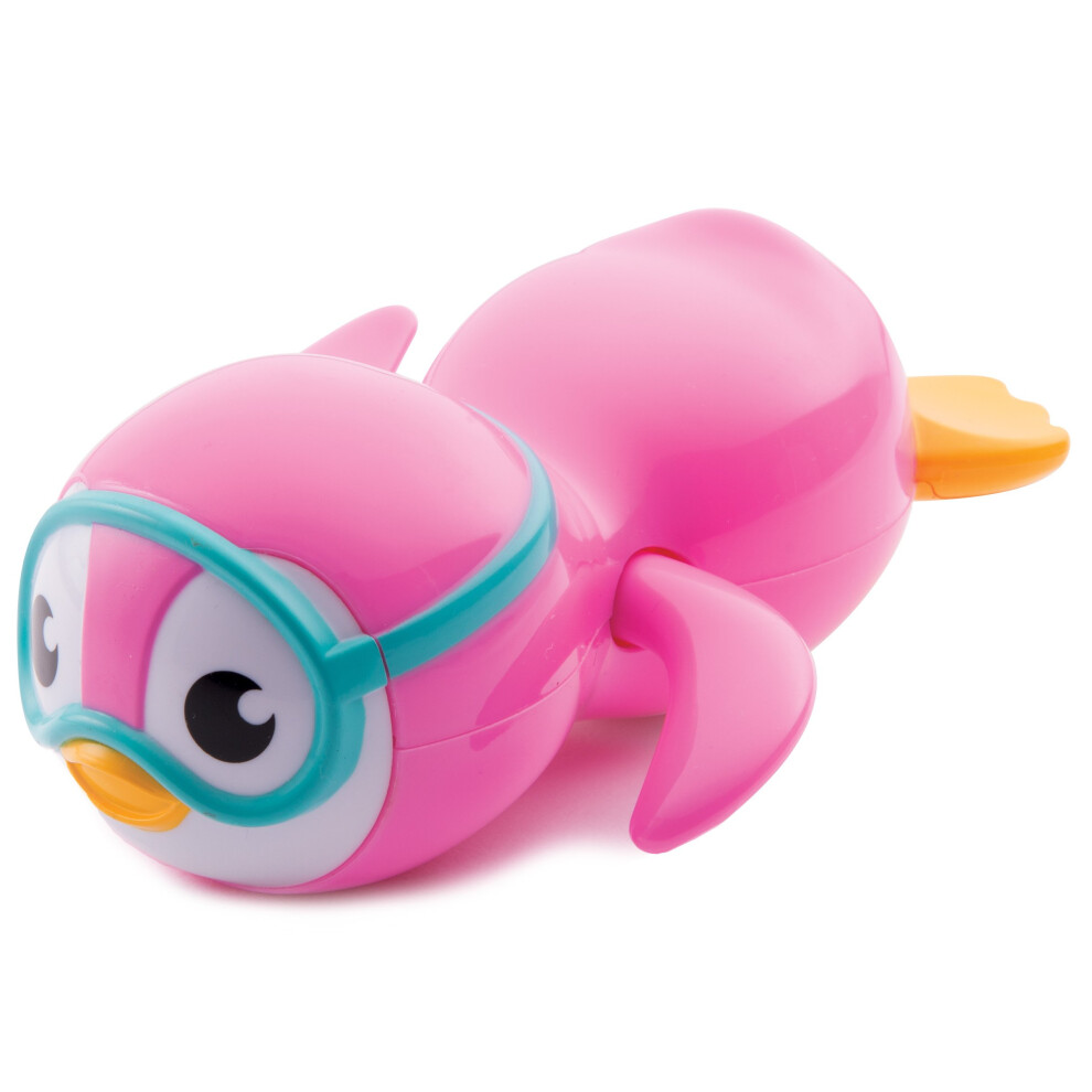 Munchkin Wind Up Swimming Penguin Baby and Toddler Bath Toy  Pink