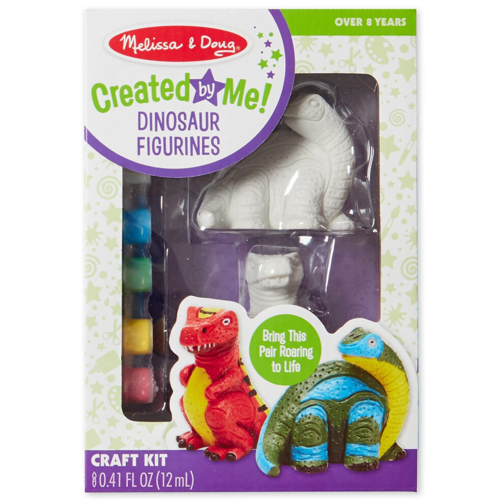 Melissa & Doug Created by Me! Dinosaur Figurines Craft Kit (2 Resin Dinosaurs  6 Paints  Paintbrush)