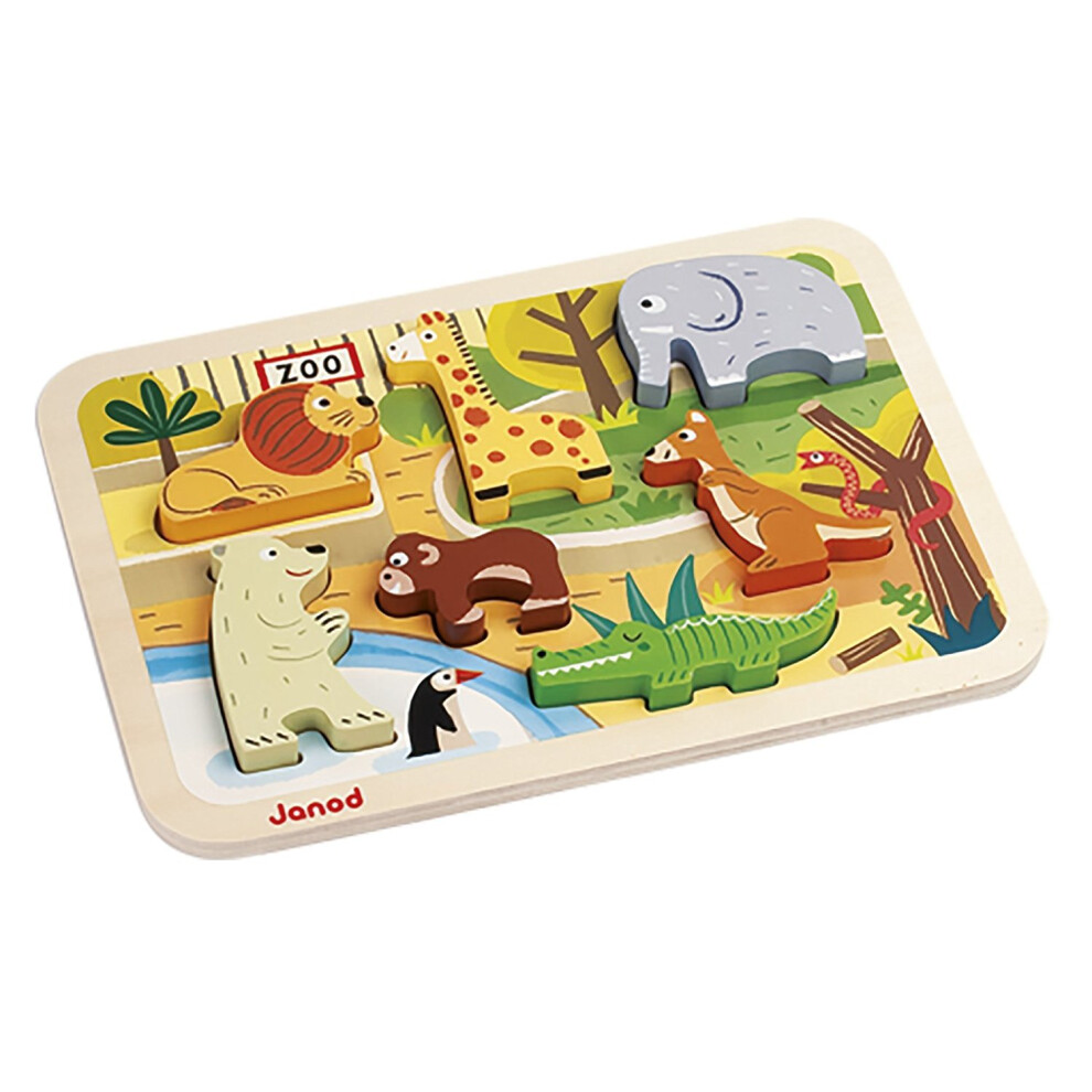 Janod Zoo Chunky Puzzle - 7 Pieces - Ages 18 Months+ - J07022