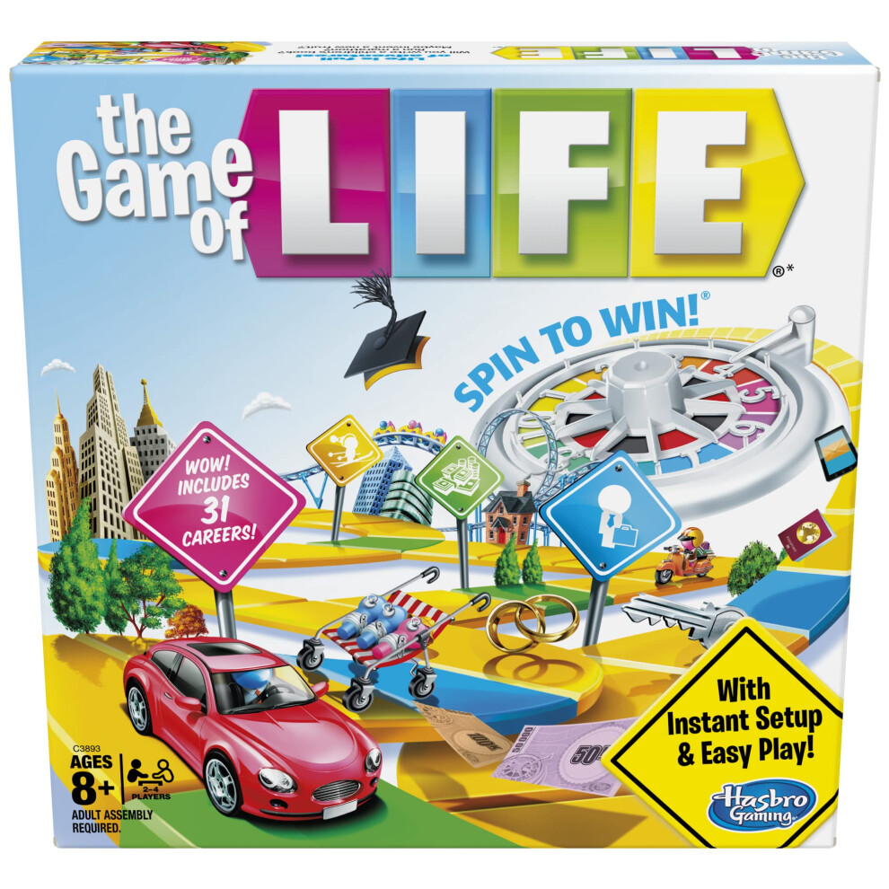 Hasbro Gaming The Game of Life Board Game  Family Games for Kids Ages 8+  Includes 31 Careers  Family Board Games for 2-4 Players  Family Gifts (Amazo