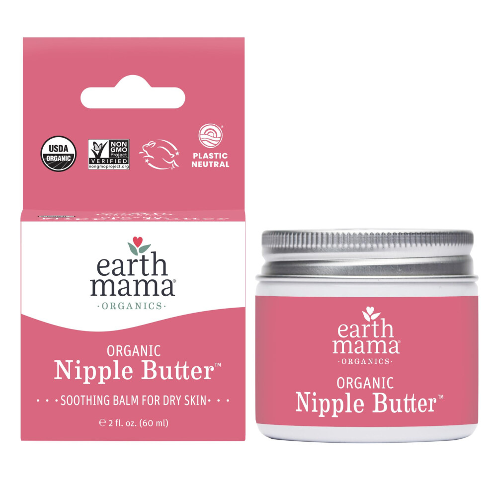 Organic Nipple Butter | Nipple Safe For Breastfeeding | Postpartum Essentials For Nursing | Non Lanolin Nipple 2-Fluid Ounce Cream Earth Mama