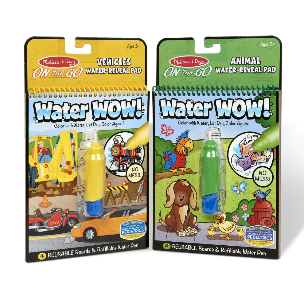 Melissa & Doug On the Go Water Wow! Reusable Water-Reveal Activity Pads  2-pk  Vehicles  Animals - FSC Certified