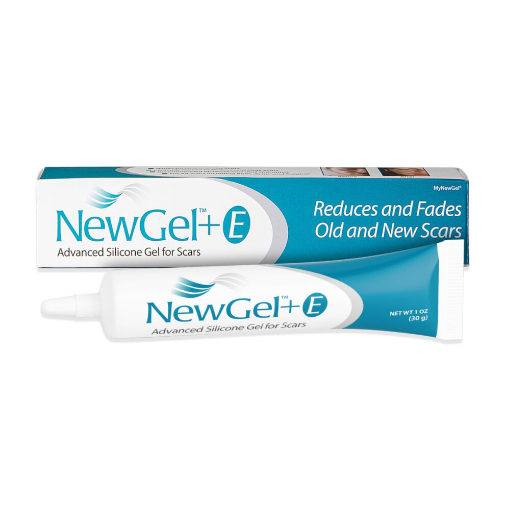 NewGel+E Advanced Silicone Scar Treatment Gel for OLD and NEW Scars w Vitamin E  for Surgery  Injury  Keloids  Burns  and Facial Blemish Scars (1 oz)