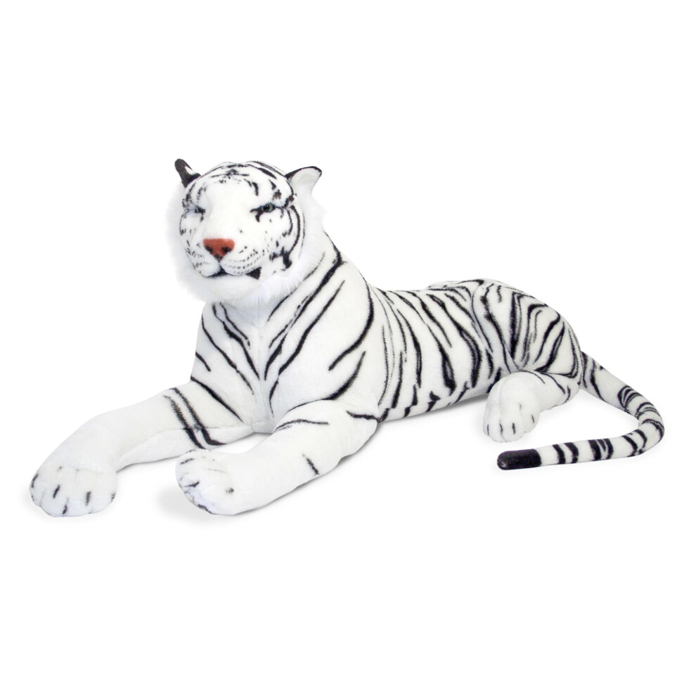 Melissa & Doug Giant Siberian White Tiger - Lifelike Stuffed Animal (over 5 feet long) - Extra Large  Plush Lifesize Tiger For Ages 3+