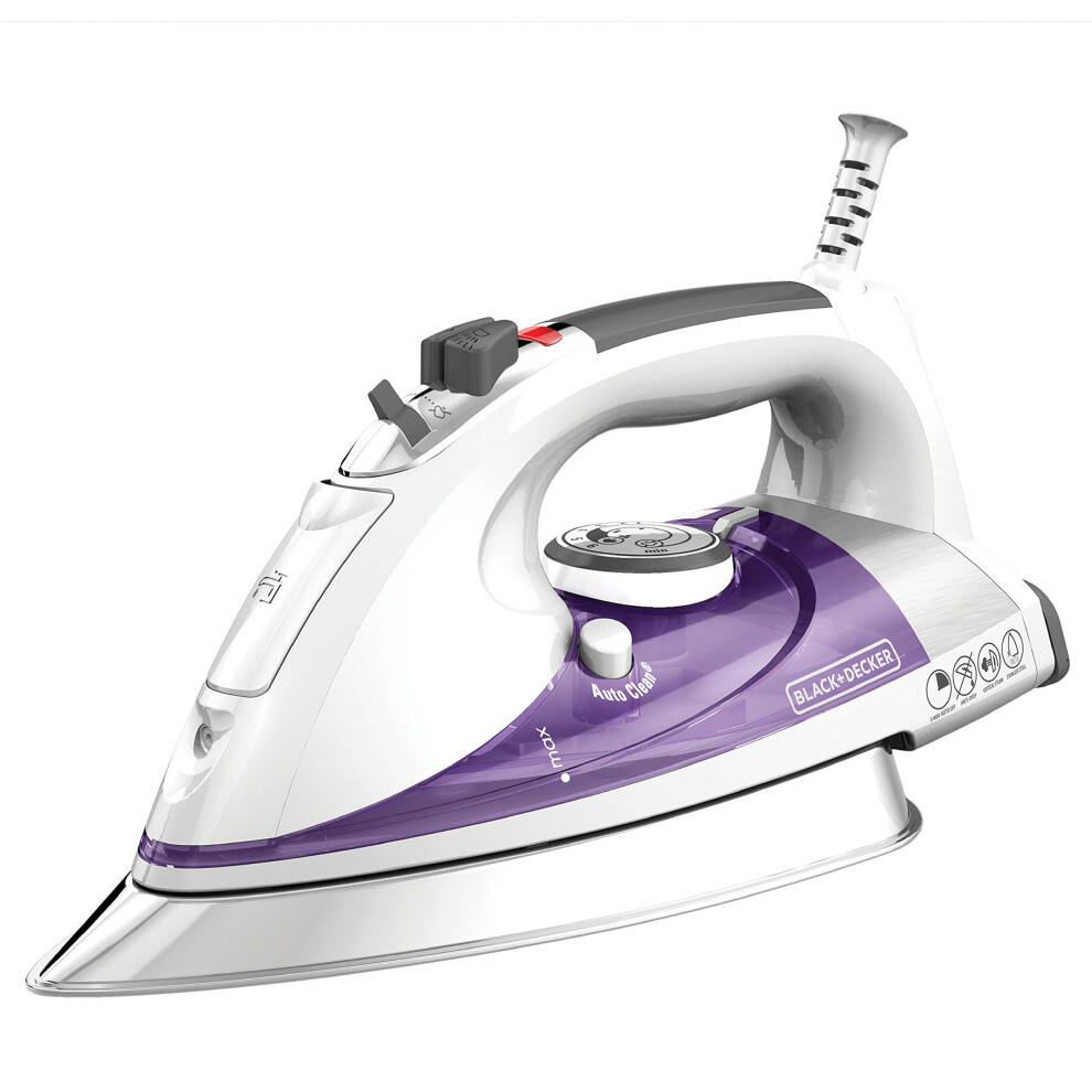 BLACK+DECKER IR1350S Professional Steam Iron with Stainless Steel Soleplate and Extra-Long Cord  Purple