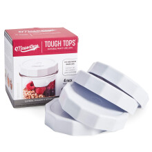 Masontops Tough Tops - Ball Wide Mouth Mason Jar-deksels Plastic lekvrij - BPA-vrije witte plastic Mason Jar-deksels - Herbruikbare droge inblikkende