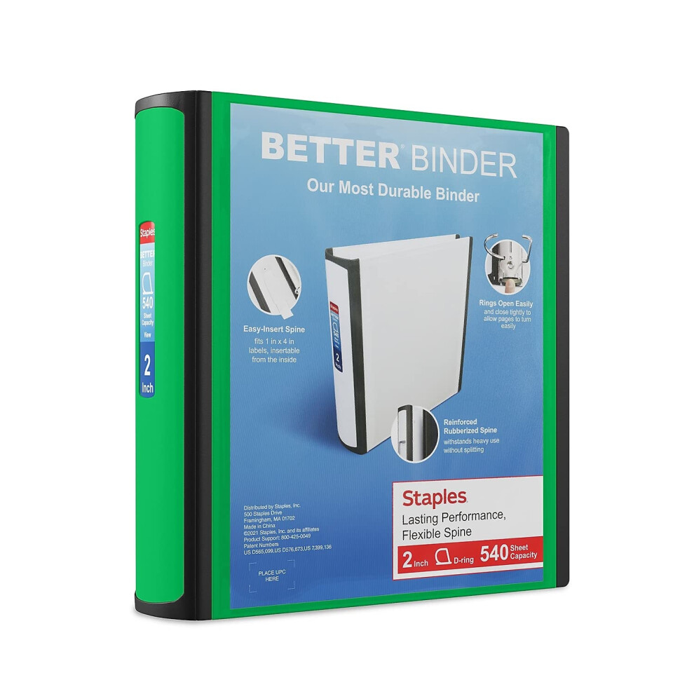 Staples Better Binder  2-Inch  Green