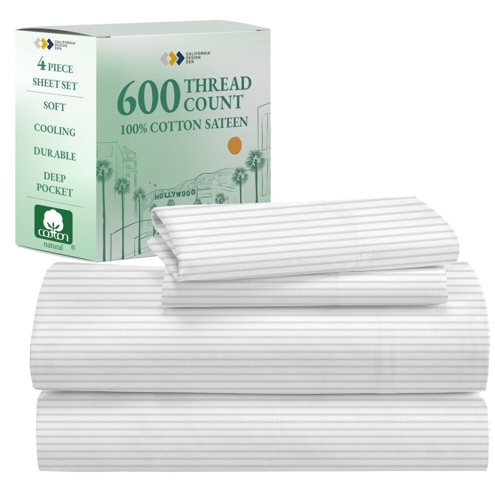 California Design Den Luxus-Bettlaken-Set F R Kingsize-Betten 100 % Baumwolle, Fadenzahl 600, Tiefe Taschen, Kingsize-Bettlaken In Hotelqualit-image