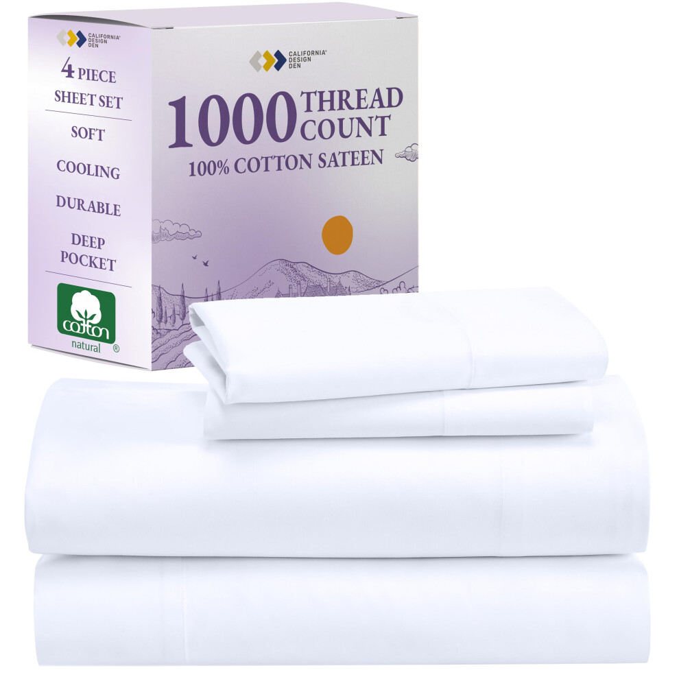 Parure de lit California Design Den 1000 fils au pouce carr   , laur   ate du prix du meilleur drap par Architectural Digest. Draps de lit de luxe 10