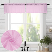 Chyhomenyc rose cantonnieres transparentes pour la fenetre 2 pack 42wx14l pouces petits rideaux de cafe transparent pour le salon de salle de bai