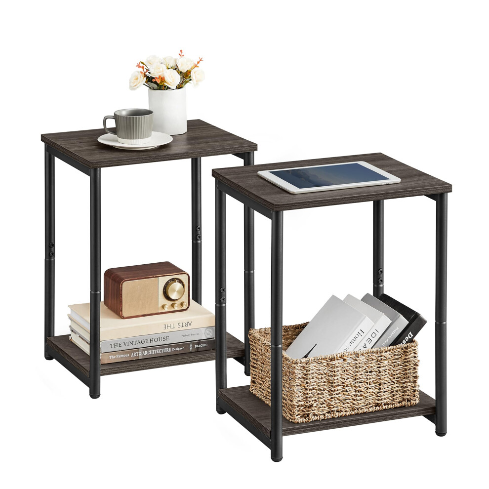 VASAGLE Side Tables Set of 2  Small End Table  Nightstand for Living Room  Bedroom  Office  Bathroom  Chestnut Brown and Classic Black ULET272B74