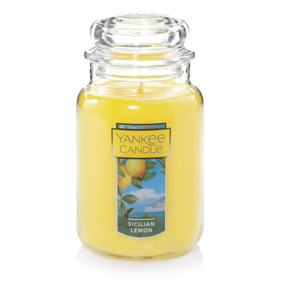 Yankee Candle Sicilian Lemon Scented Classic 22oz Large Jar Single Wick Candle  Over 110 Hours of Burn Time  Perfect for Home Decor  Parties  and Gift