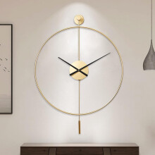(Gold, 60cm) Classical Large Decorative Wall Clock With Pendulum, Modern Non-ticking Silent Metal Wall Clocks For Living Room