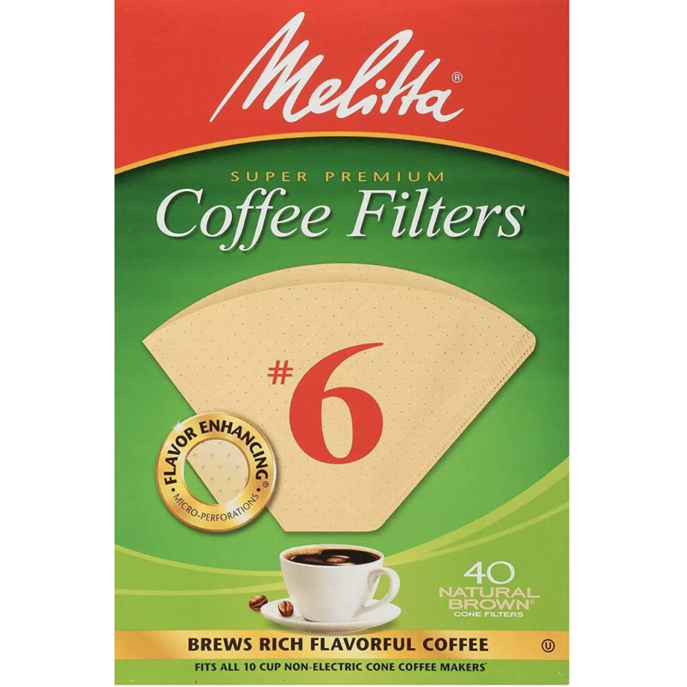 Melitta Cone Coffee Filters Number 6 40 Count (Pack of 2)