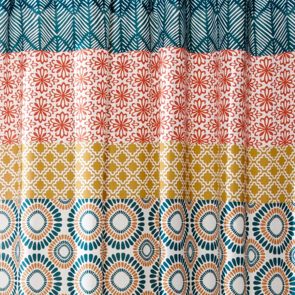 Lush Decor Bohemian Stripe Window Curtain Panels Pair 52"""" W x 84"""" L Turquoise & Orange - Colorful Long Curtains - Maximalist & Boho Decor --image-OPC-PFSWZTF-NEW