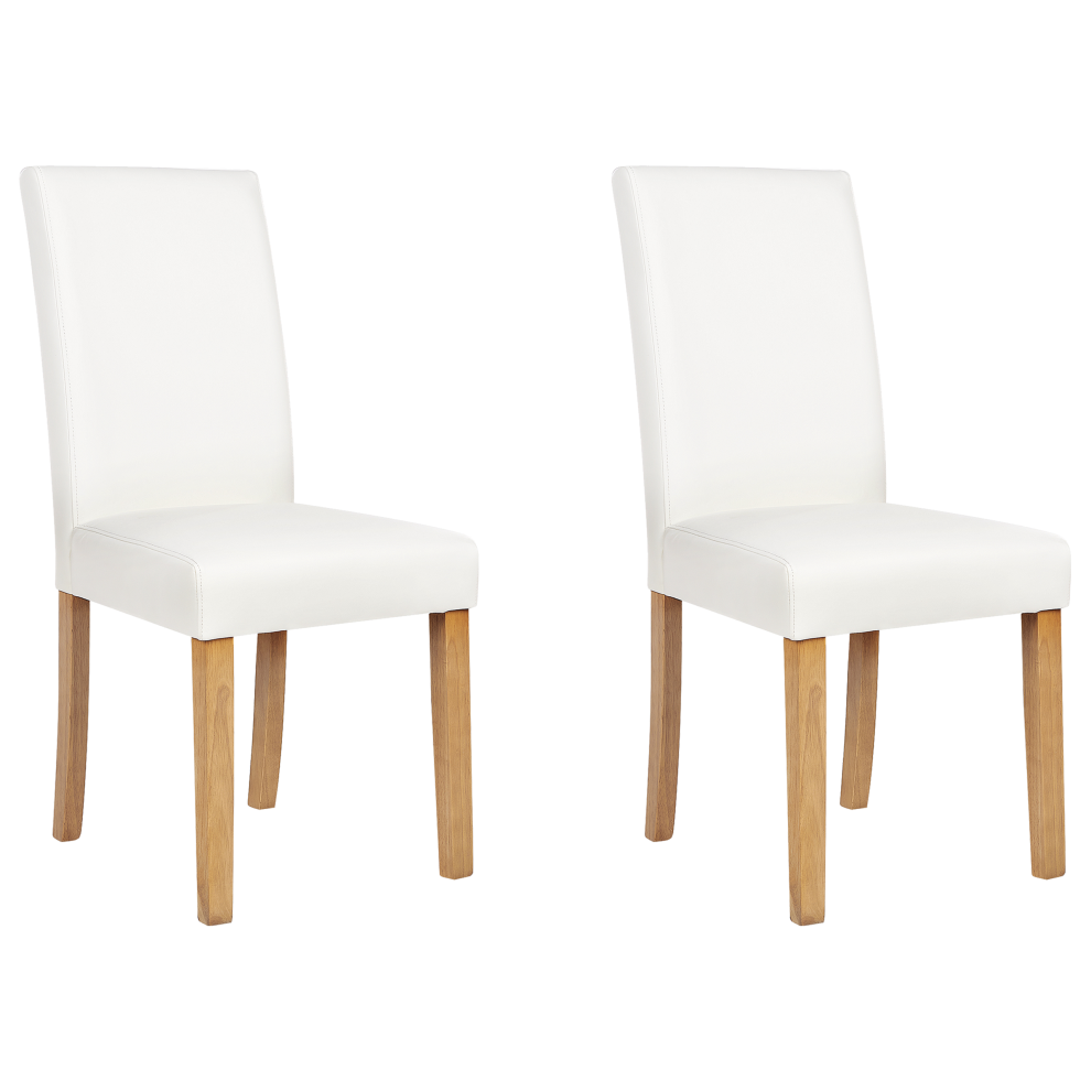 Set of 2 Dining Chairs BROADWAY Faux Leather White