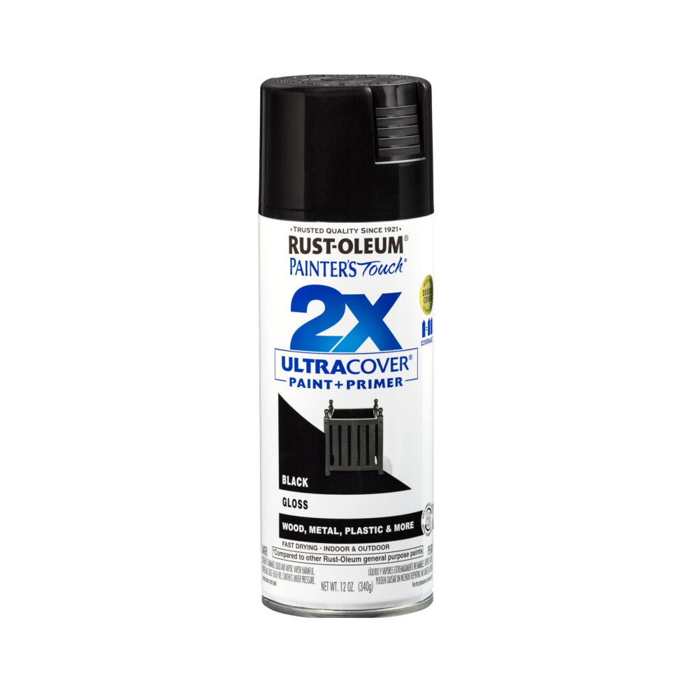 Rust-Oleum 334026 Painter's Touch 2X Ultra Cover Spray Paint  12 oz  Gloss Black