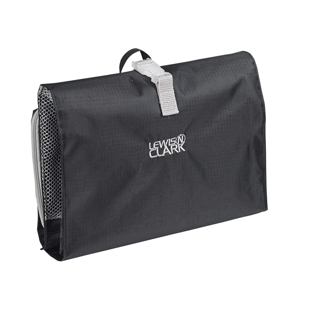Lewis N. Clark Hanging Toiletry Bag for Travel Accessories  Shampoo  Cosmetics + Personal Items with Waterproof Compartment and Folding Design Black-image-OPC-PFSX27H-NEW