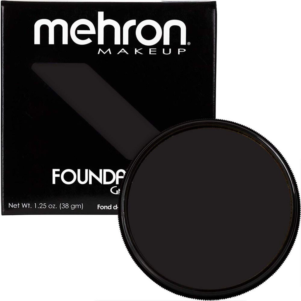 Mehron Makeup Foundation Greasepaint | Stage  Face Paint  Body Paint  Halloween Makeup 1.25 oz (38 g) (BLACK)