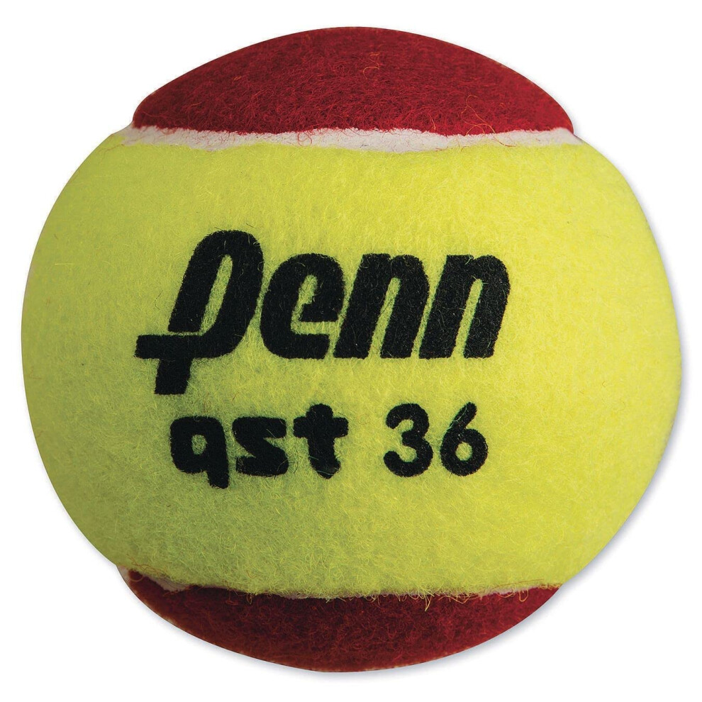 Penn QST 36 Tennis Balls - Youth Felt Red Tennis Balls for Beginners  12 Ball Polybag