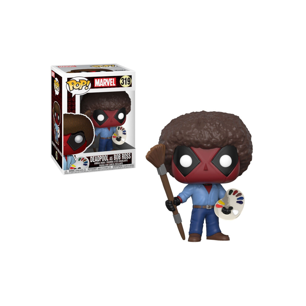 Funko Deadpool Bob Ross Playtime 70s with Afro POP! Bobble Figure - Deadpool + Bob Ross - Collectible Vinyl Figure - Gift Idea - Official Merchandise