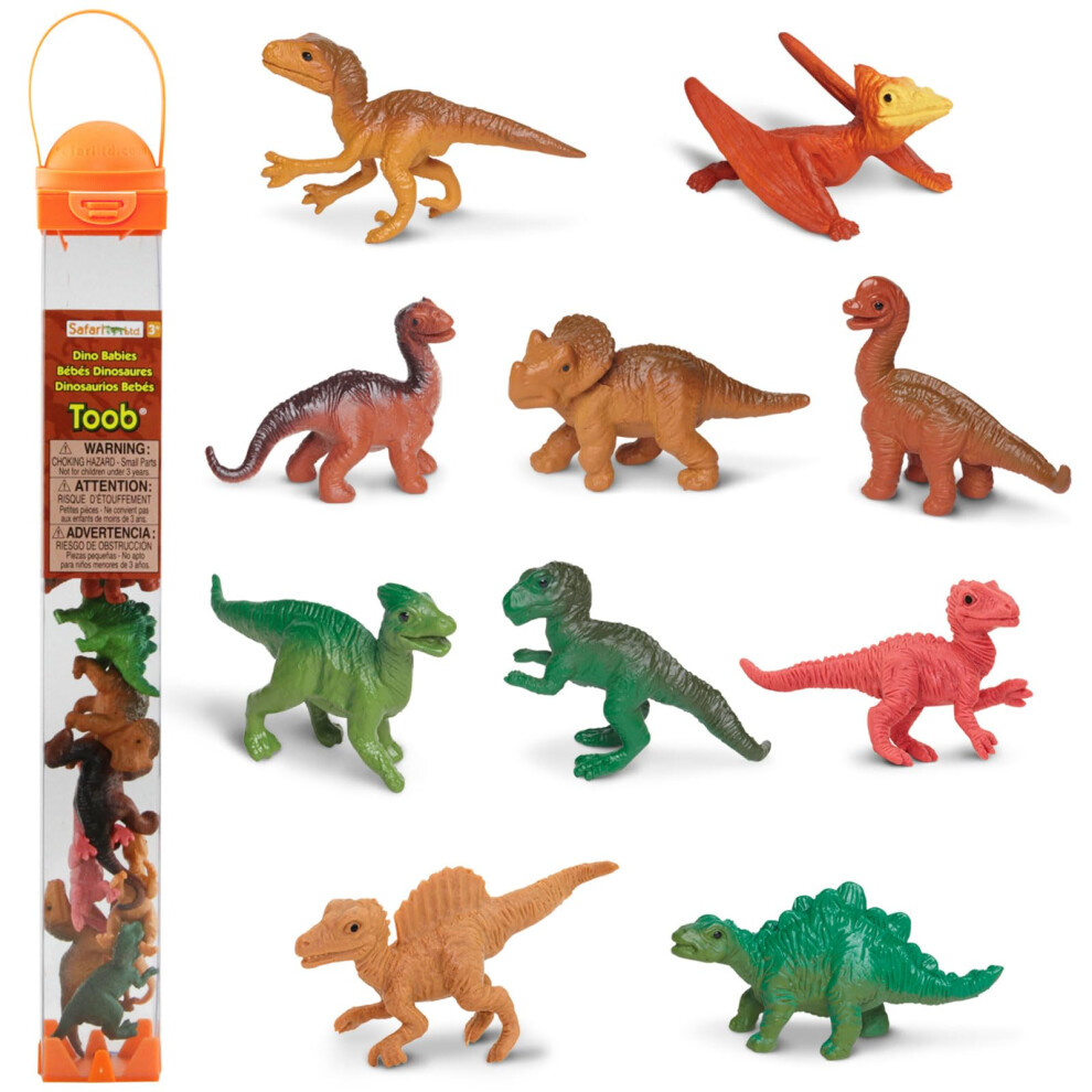 Safari Ltd. Baby Dinosaurs TOOB - 10 Figurines: Pteranodon  Apatosaurus  Triceratops  Brachiosaurus  Stegosaurus  Velociraptor  T-Rex  & More - Educat