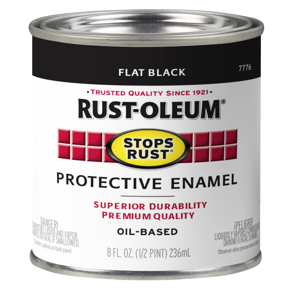 Rust-Oleum 7776730 Protective Enamel Paint  8-Fl Oz  Flat Black(Pack of 1)